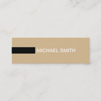 Minimalist Modern Elegant Tan & Black Mini Business Card