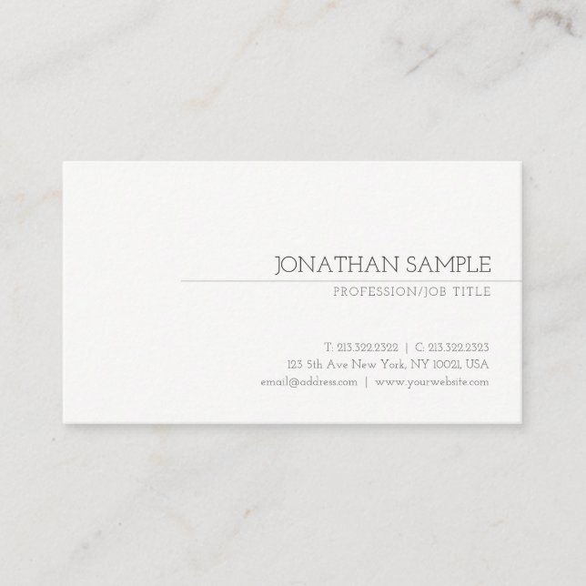 Minimalist Modern Elegant Trendy Chic Professional Business Card (Front)