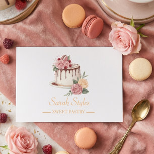 Minimalist Modern Elegant Watercolor Pastry Business Card
