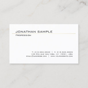 Minimalist Modern Elegant White Gold Trendy Plain Business Card