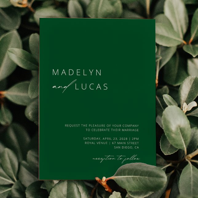 Minimalist Modern Emerald Green QR Code Wedding Invitation (Creator Uploaded)