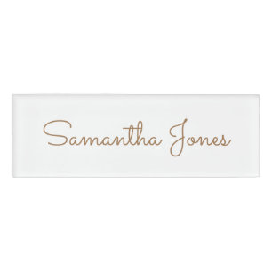Minimalist Modern Employee Business Gold Script Name Tag
