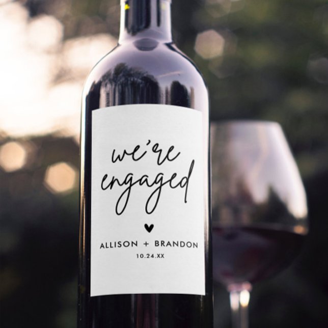 Minimalist Modern Engagement Party Favours Wine Label (Creator Uploaded)