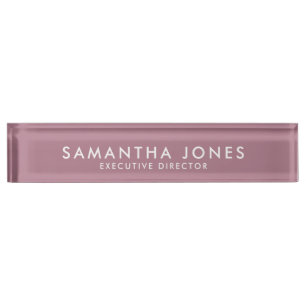 Minimalist Modern Executive Pink Custom Desk Nameplate