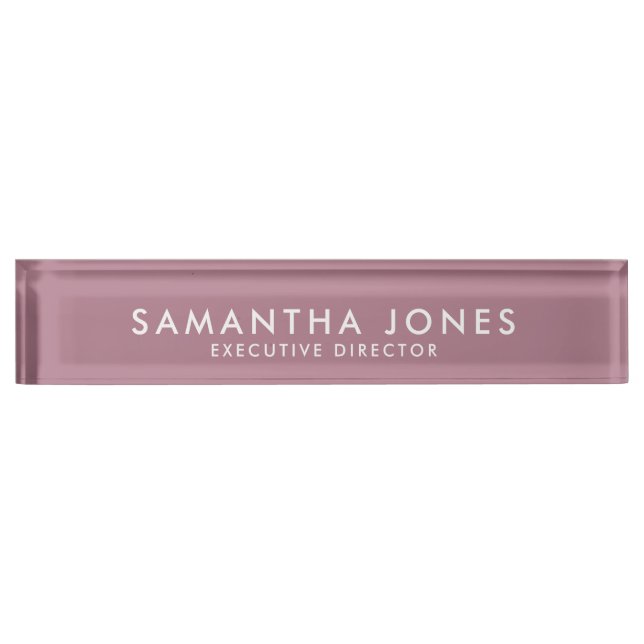 Minimalist Modern Executive Pink Custom Desk Nameplate (Front)
