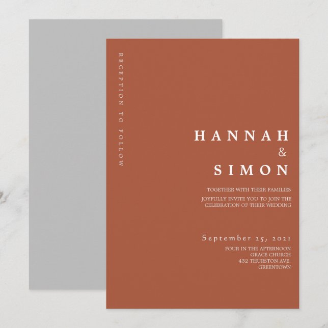 Minimalist Modern Fall Wedding Invitation (Front/Back)