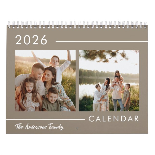 Minimalist Modern Family Photo 2026  Calendar (Cover)