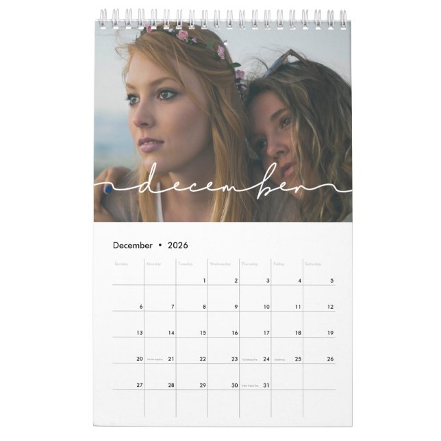 Minimalist modern family photo calendar 2026 (Dec 2026)