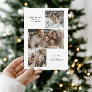 Minimalist Modern Family Photo Collage Christmas  Holiday Card