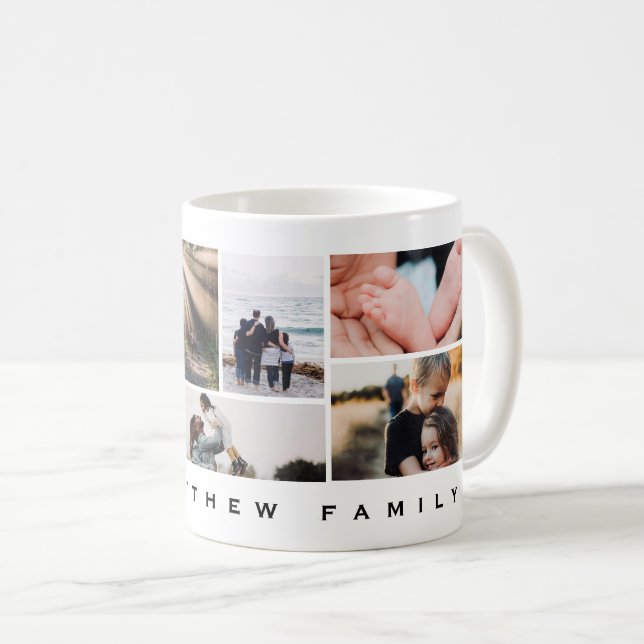 Minimalist Modern Family Photo Collage Coffee Mug (Front Right)