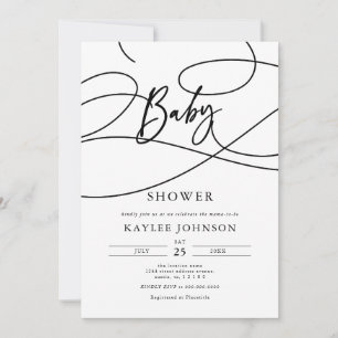 Minimalist Modern Fancy Script "Baby" Shower Invitation