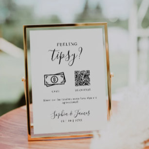 Minimalist Modern Feeling Tipsy Sign Tip Bartender Invitation