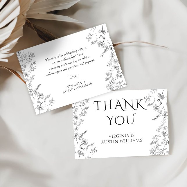 Minimalist Modern Floral Elegant Wedding Thank You Card (Creator Uploaded)