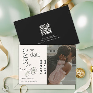 Minimalist Modern Floral Muted Sage and Buff   Invitation