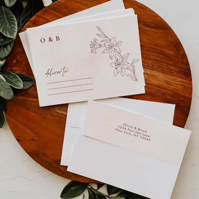 Minimalist Modern Floral Sketch Elegant Wedding Envelope (Creator Uploaded)