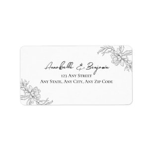 Minimalist Modern Floral Wedding Return Address Label