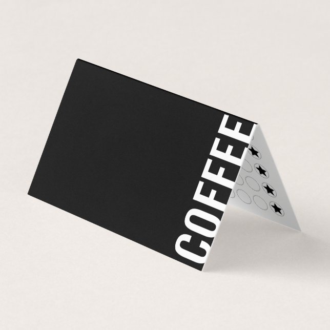 Minimalist Modern Folded Black Coffee Loyalty Card (Front)