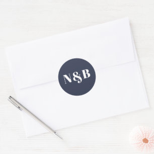 Minimalist Modern Font Monogram Wedding Sticker
