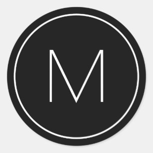 Minimalist Modern Font Single Letter Monogrammed Classic Round Sticker