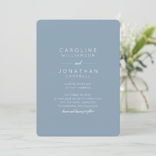 Minimalist Modern Full Name Wedding Dusty Blue Invitation