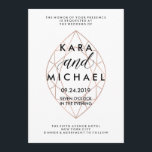 Minimalist Modern Geometric Diamond Wedding Invitation<br><div class="desc">This simple,  stylish wedding invitation features a faux rose gold diamond geometric outline with modern black text over it.</div>