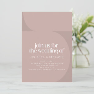 Minimalist Modern Geometric Dusty Mauve Wedding Invitation