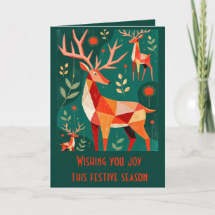 Minimalist Modern Geometric Kitschy Woodland Deer Card