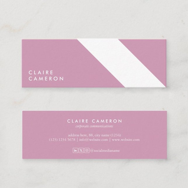 minimalist modern geometric pattern pink mini business card (Creator Uploaded)