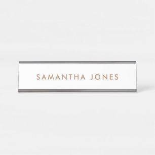 Minimalist Modern Gold and White Nameplate