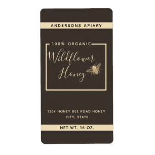 Minimalist Modern gold honey bee honey jar  Label