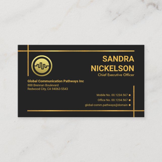 Minimalist Modern Gold Photo Frame Startup Owner Business Card (Front)