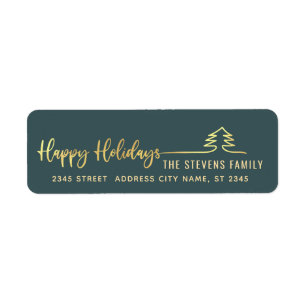 Minimalist modern gold script Happy Holidays 