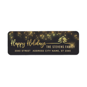 Minimalist modern gold script Happy Holidays red