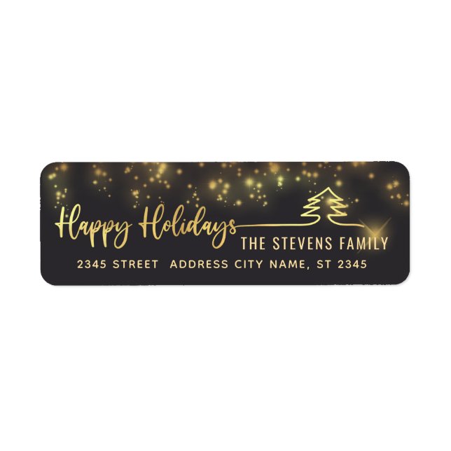 Minimalist modern gold script Happy Holidays red (Front)