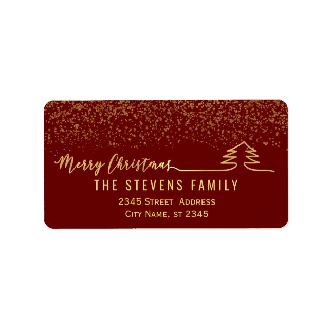 Minimalist modern gold script Merry Christmas Label (Front)