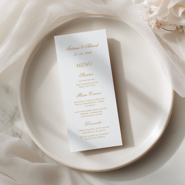 Minimalist Modern Gold Stylish Script Wedding Menu (Creator Uploaded)