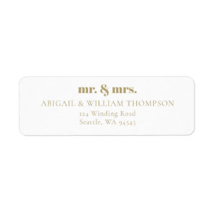 Minimalist Modern Gold Wedding Return Address