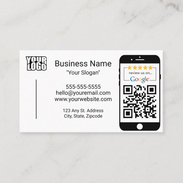 Minimalist Modern Google Review Business Card (Front)