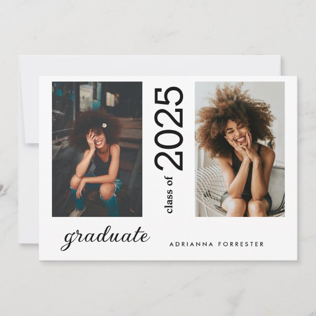 Minimalist Modern Graduate Two Photos Invitation (Front)