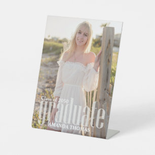 Minimalist Modern Graduation Photo Simple Pedestal Sign