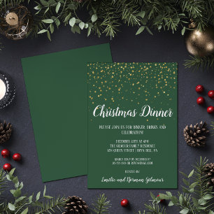 Minimalist Modern Green Christmas Dinner Gold 