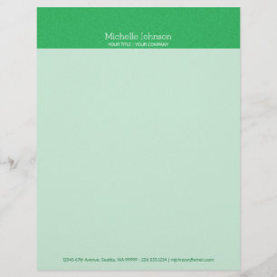 Minimalist Modern Green Grainy Texture Custom Letterhead