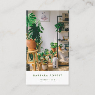 Minimalist Modern Green Plant Garden Qr Code Business Card
