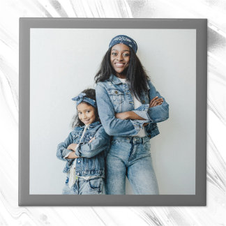 Minimalist Modern Grey Border Photo Tile