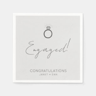 Minimalist Modern Grey Engagement Party Napkin