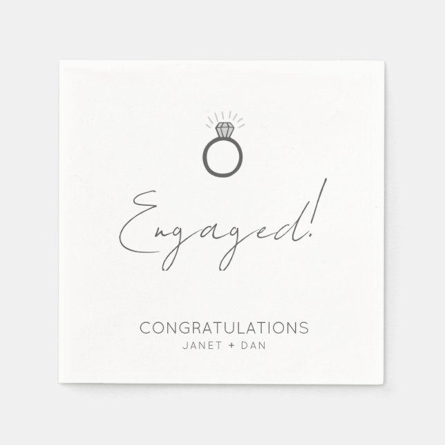 Minimalist Modern Grey Engagement Party Napkin (Front)