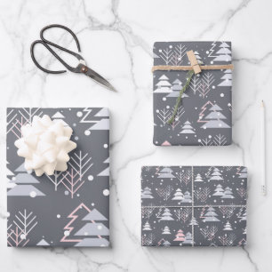 Minimalist Modern Grey Festive Cute Wrapping Paper Sheet