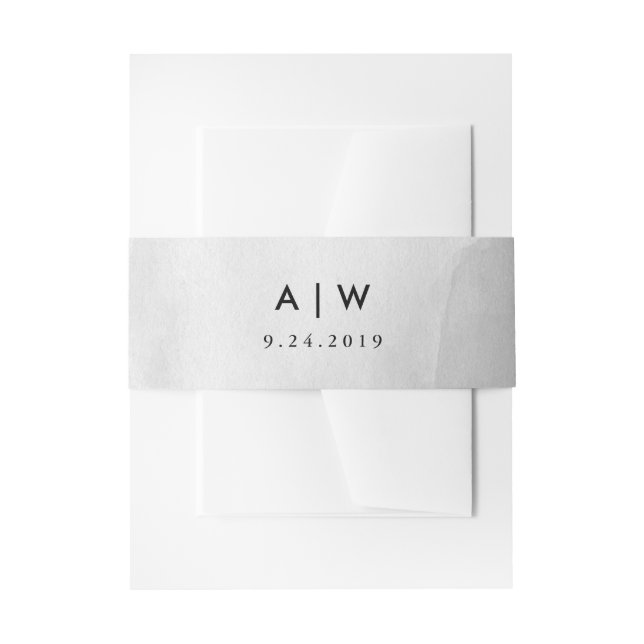 Minimalist Modern Grey Watercolor Invitation Belly Band (Front Example)