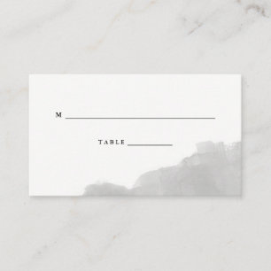 Minimalist Modern Grey Watercolor Wedding Escort Place Card