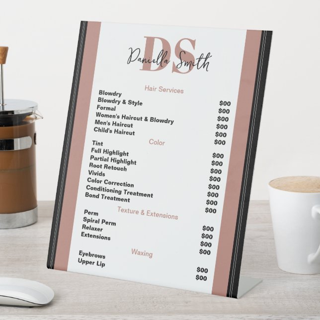 Minimalist Modern Hairstylist Pedestal Sign (In SItu)